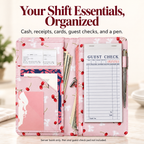 Mymazn Cartoon Cherry Expandable Server Book — organized shift essentials