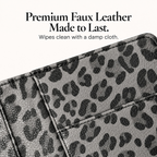 Mymazn Gray Leopard Classic Server Book — faux leather texture and stitched edge detail