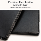 Mymazn Black Classic Server Book faux leather texture and stitched edge detail