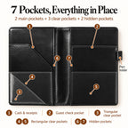 Mymazn Black Classic Server Book seven storage pockets plus a separate exterior pen holder