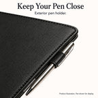 Mymazn Black Classic Server Book exterior pen holder with a display pen