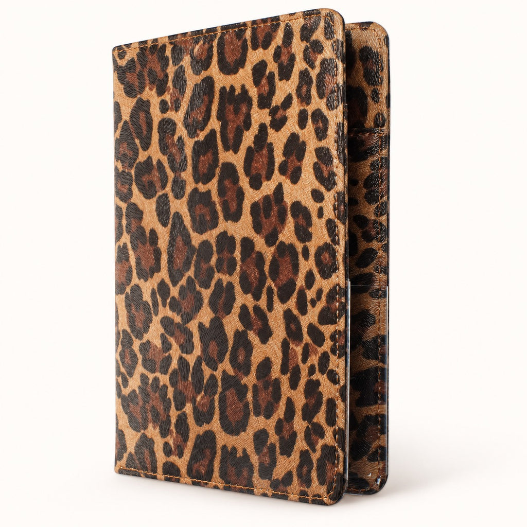 Mymazn Brown Leopard Classic Server Book — closed cover