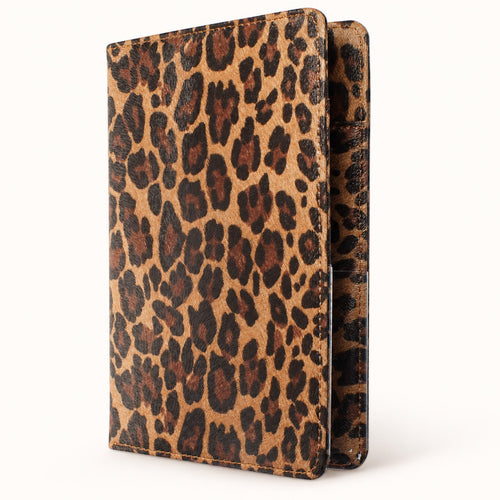 Mymazn Brown Leopard Classic Server Book — closed cover