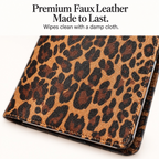 Mymazn Brown Leopard Classic Server Book — faux leather texture and stitched edge detail