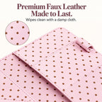 Mymazn Pink Polka Dot Classic Server Book — faux leather texture and stitched edge detail