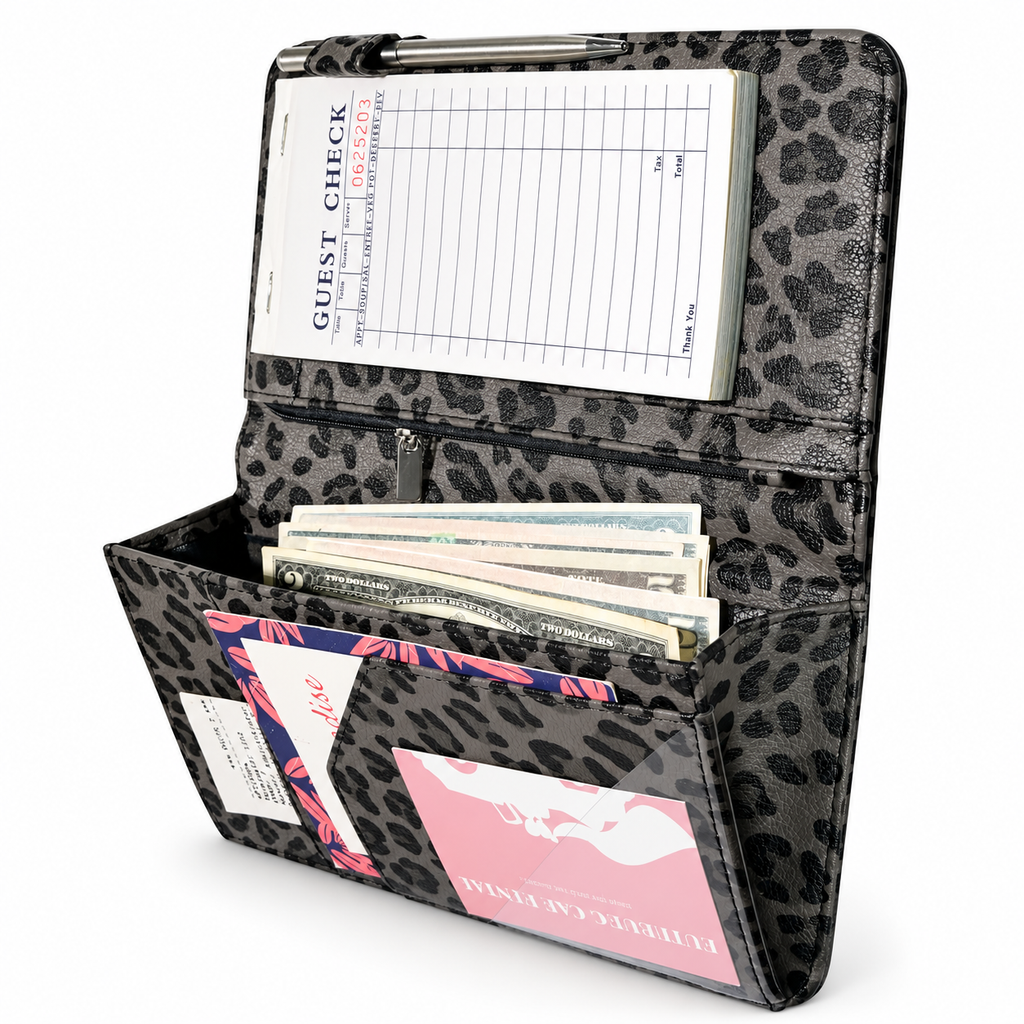 Mymazn Gray Leopard Expandable Server Book — main product view
