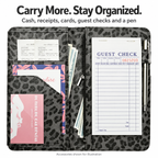 Mymazn Gray Leopard Expandable Server Book — loaded organization example