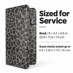 Mymazn Gray Leopard Expandable Server Book — size and tested guest check fit