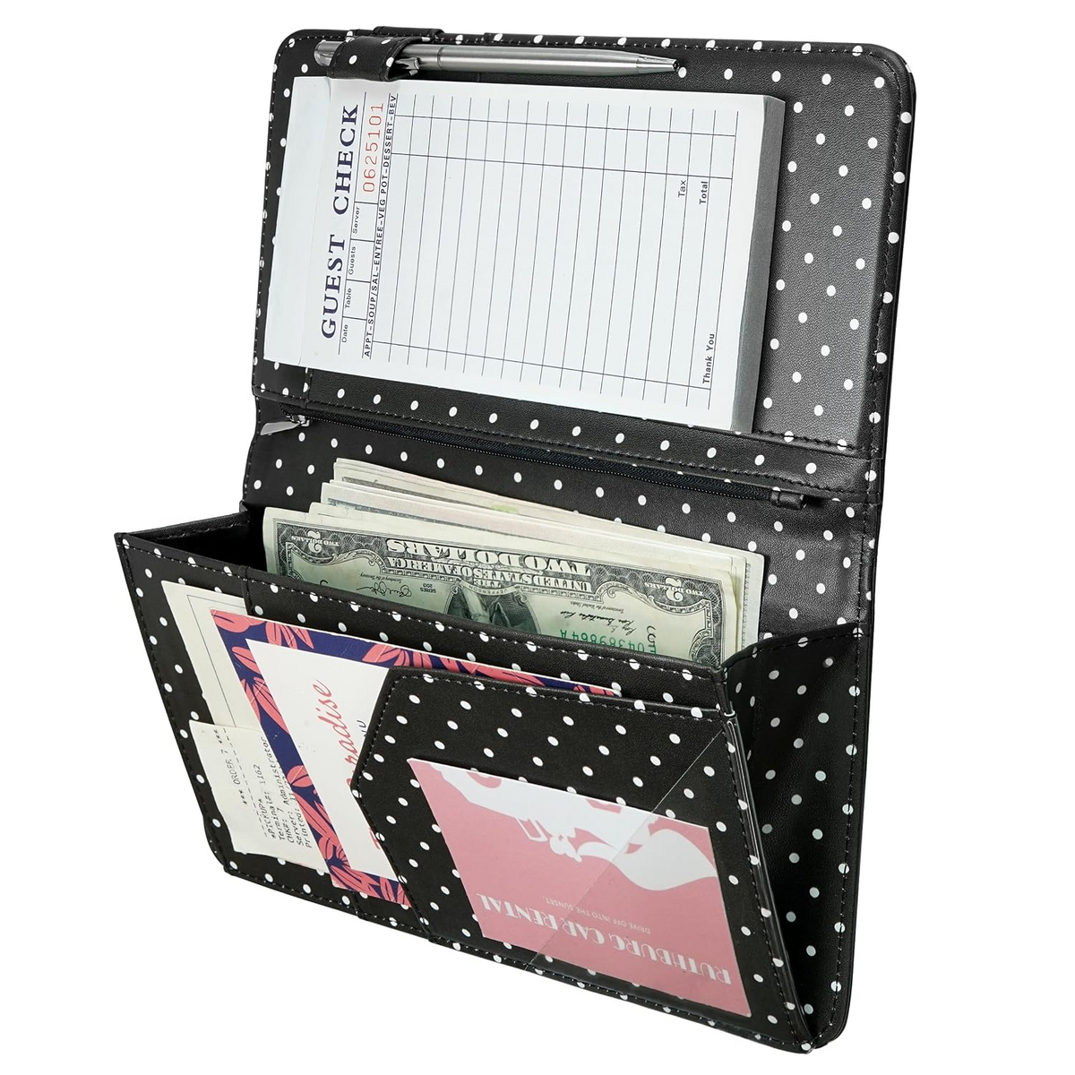 Mymazn Black & White Polka Dots Expandable Server Book — main product view