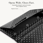 Mymazn Black & White Polka Dots Expandable Server Book — wide-opening magnetic compartment