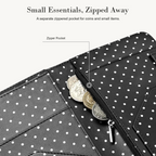 Mymazn Black & White Polka Dots Expandable Server Book — separate zipper pocket
