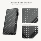 Mymazn Black & White Polka Dots Expandable Server Book — faux leather and wipe-clean care
