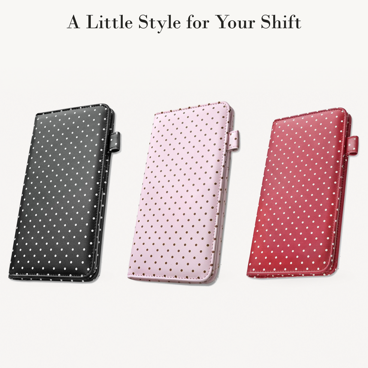 Mymazn polka dot expandable server books — black, pink and red styles