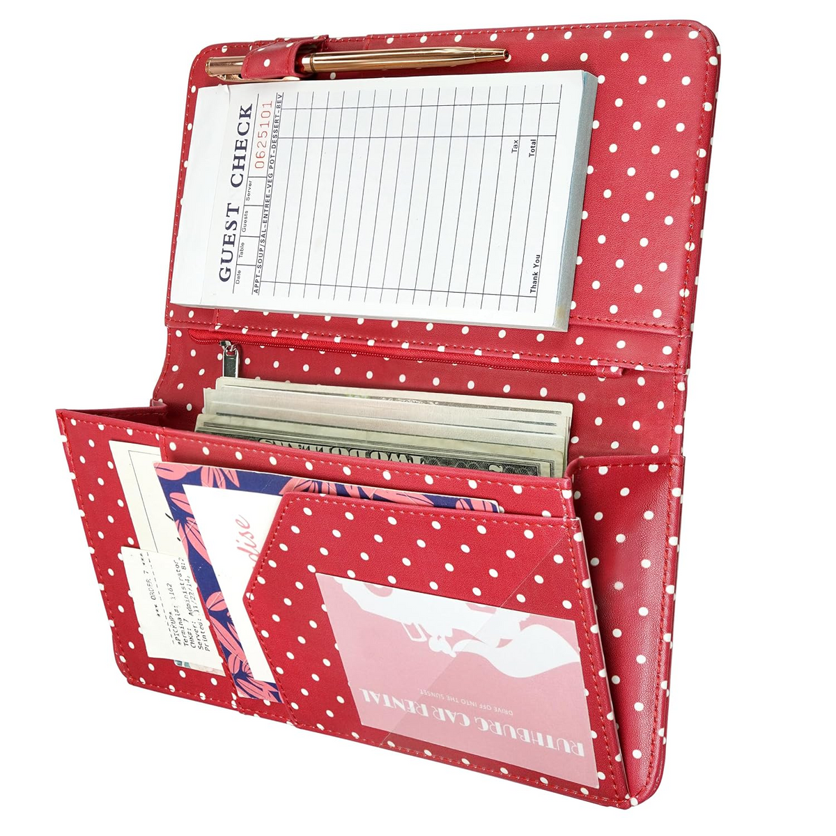 Mymazn Red & White Polka Dots Expandable Server Book — main product view