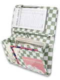 Mymazn Sage Green Checkerboard Expandable Server Book — main product view