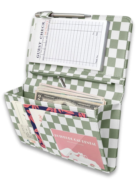 Mymazn Sage Green Checkerboard Expandable Server Book — main product view