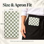 Mymazn Sage Green Checkerboard Expandable Server Book — 9 x 4.7 inch dimensions and apron pocket fit
