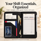 Mymazn Black Expandable Server Book — organized shift essentials