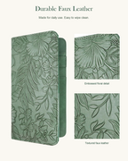 Mymazn Green Floral Expandable Server Book — faux leather and wipe-clean care