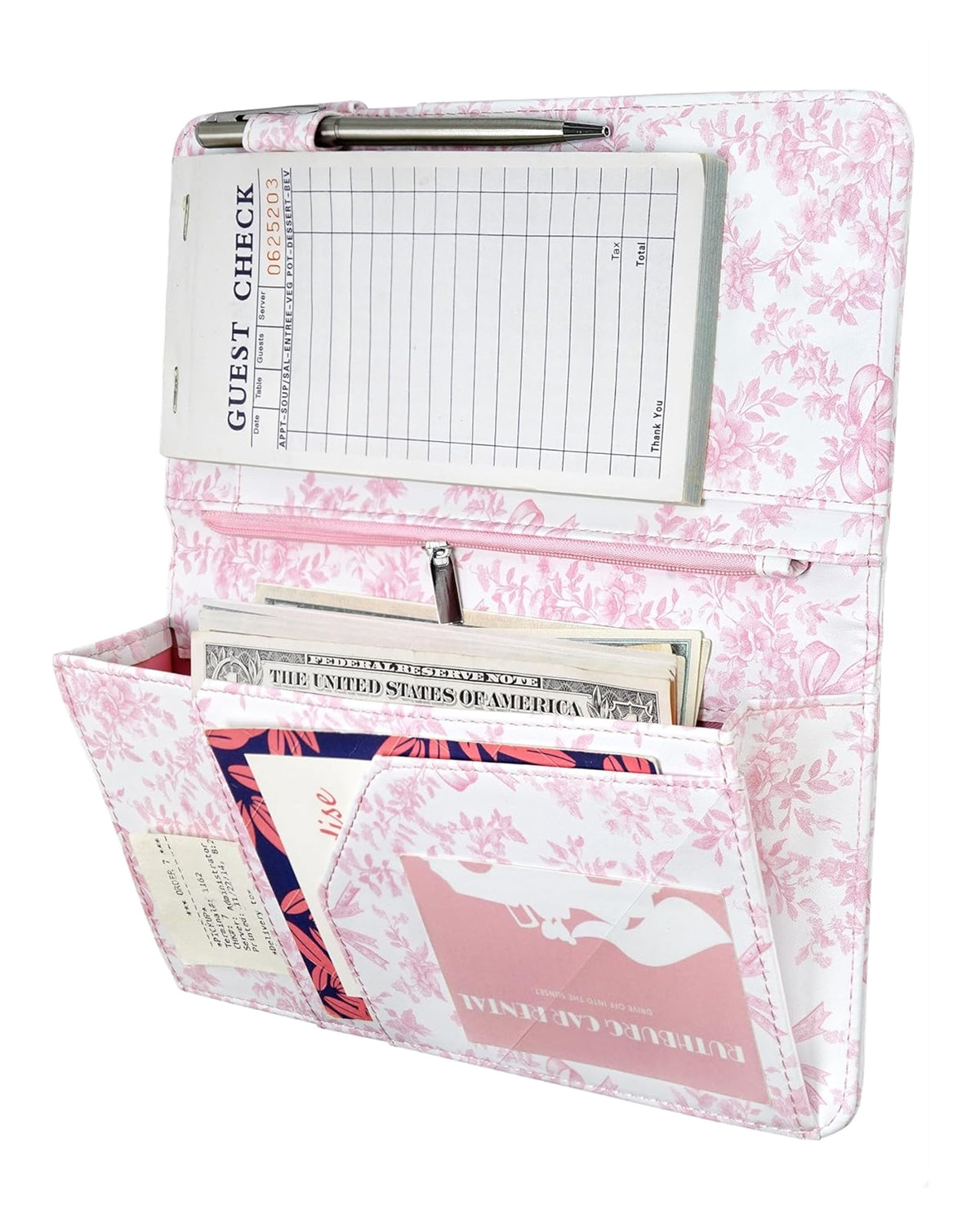 Mymazn Pink Floral Expandable Server Book — main product view