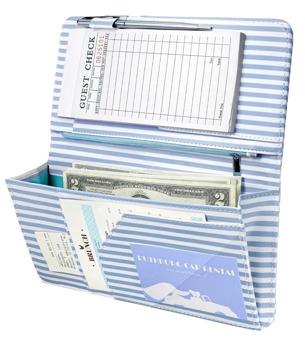 Mymazn Blue Stripes Expandable Server Book — main product view