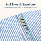 Mymazn Blue Stripes Expandable Server Book — separate zipper pocket